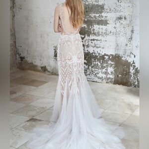 Galia Lahav Pearl-Beaded Tulle Sheath Wedding Dress